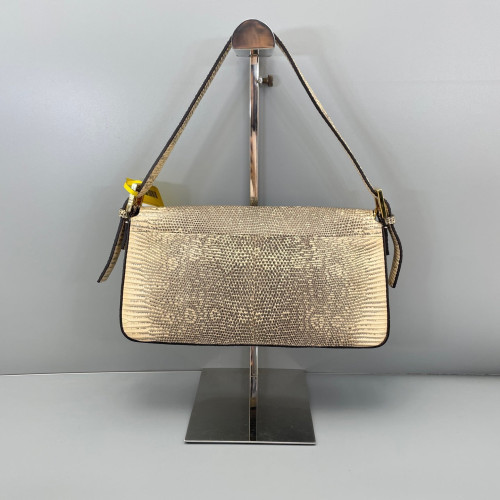 Fendi Medium Baguette Lizard Beige Brown