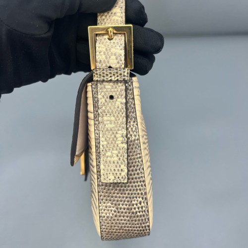 Fendi Medium Baguette Lizard Beige Brown