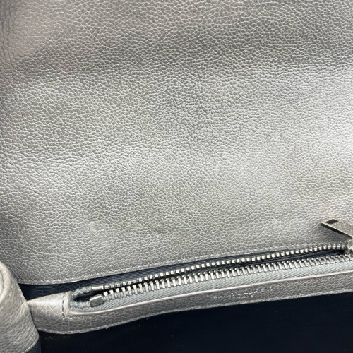 Yves Saint Laurent Medium Envelope Chain Wallet Calfskin Grey Yves Saint Laurent Medium Envelope Chain Wallet Calfskin Grey
