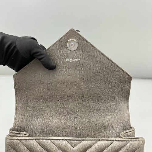 Yves Saint Laurent Medium Envelope Chain Wallet Calfskin Grey Yves Saint Laurent Medium Envelope Chain Wallet Calfskin Grey