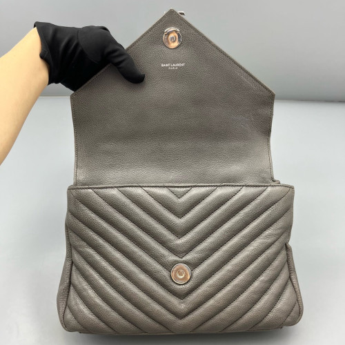 Yves Saint Laurent Medium Envelope Chain Wallet Calfskin Grey Yves Saint Laurent Medium Envelope Chain Wallet Calfskin Grey