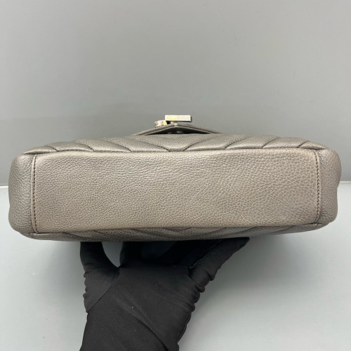 Yves Saint Laurent Medium Envelope Chain Wallet Calfskin Grey Yves Saint Laurent Medium Envelope Chain Wallet Calfskin Grey