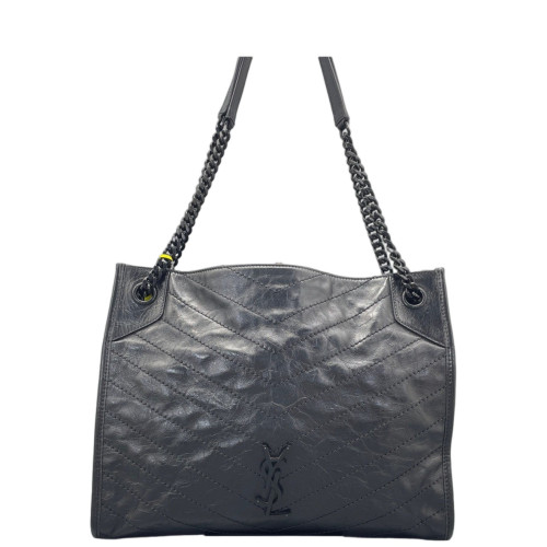 Yves Saint Laurent Medium Niki Shopping Tote Pull Up Leather Black Yves Saint Laurent Medium Niki Shopping Tote Pull Up Leather Black