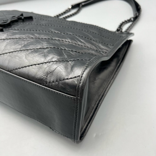 Yves Saint Laurent Medium Niki Shopping Tote Pull Up Leather Black Yves Saint Laurent Medium Niki Shopping Tote Pull Up Leather Black
