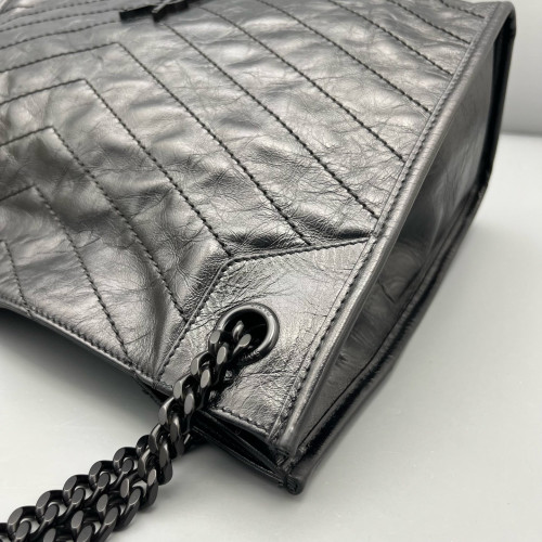Yves Saint Laurent Medium Niki Shopping Tote Pull Up Leather Black Yves Saint Laurent Medium Niki Shopping Tote Pull Up Leather Black