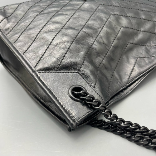 Yves Saint Laurent Medium Niki Shopping Tote Pull Up Leather Black Yves Saint Laurent Medium Niki Shopping Tote Pull Up Leather Black