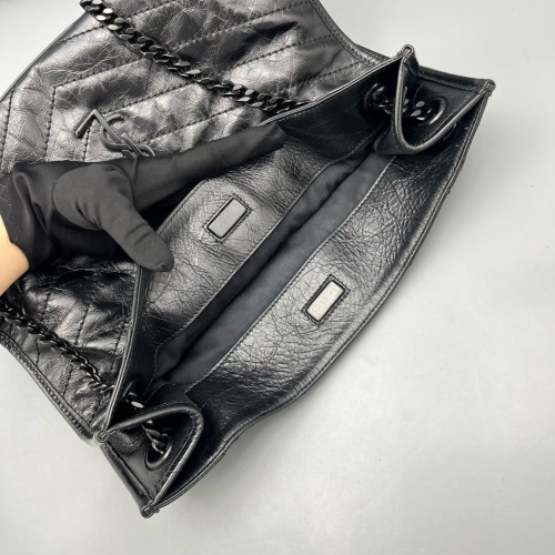 Yves Saint Laurent Medium Niki Shopping Tote Pull Up Leather Black Yves Saint Laurent Medium Niki Shopping Tote Pull Up Leather Black