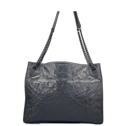 Yves Saint Laurent Medium Niki Shopping Tote Pull Up Leather Black Yves Saint Laurent Medium Niki Shopping Tote Pull Up Leather Black