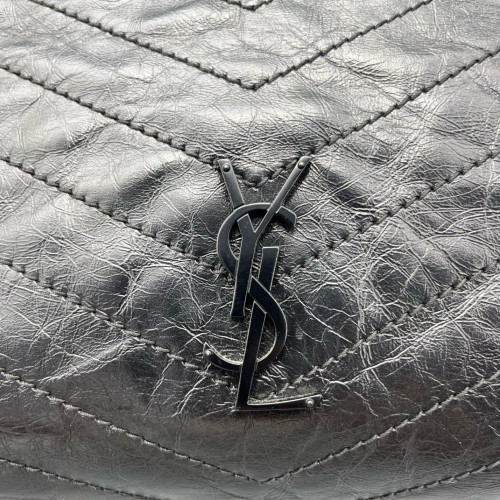 Yves Saint Laurent Medium Niki Shopping Tote Pull Up Leather Black Yves Saint Laurent Medium Niki Shopping Tote Pull Up Leather Black