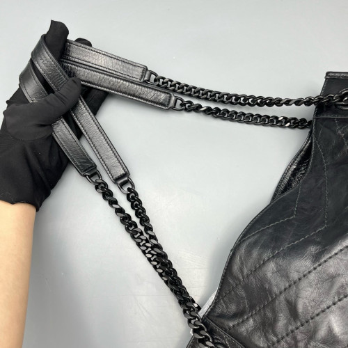 Yves Saint Laurent Medium Niki Shopping Tote Pull Up Leather Black Yves Saint Laurent Medium Niki Shopping Tote Pull Up Leather Black