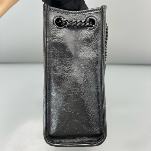 Yves Saint Laurent Medium Niki Shopping Tote Pull Up Leather Black Yves Saint Laurent Medium Niki Shopping Tote Pull Up Leather Black