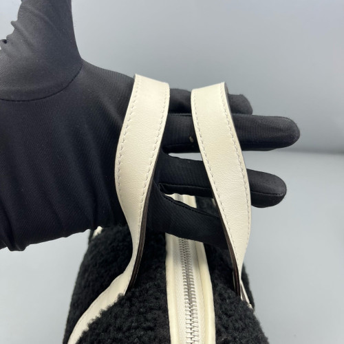 Fendi Bowling Bag Goat Hair White Black