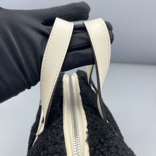 Fendi Bowling Bag Goat Hair White Black