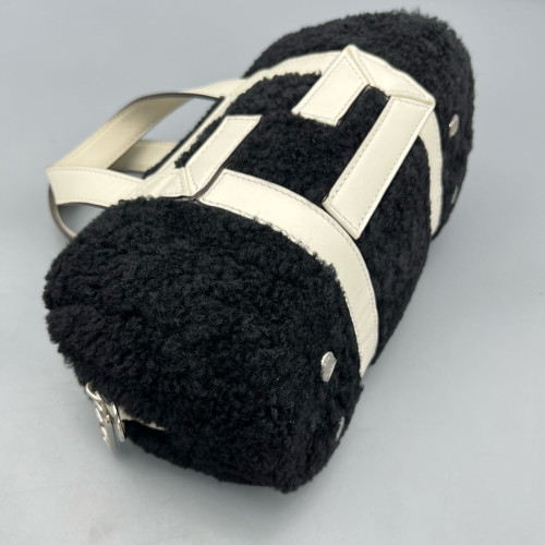 Fendi Bowling Bag Goat Hair White Black