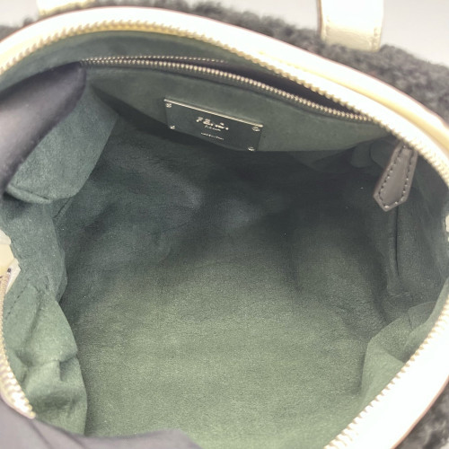 Fendi Bowling Bag Goat Hair White Black