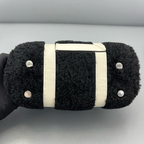 Fendi Bowling Bag Goat Hair White Black