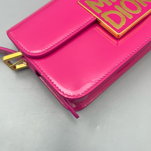 Dior Flap Bag Patent Calfskin Fuchsia