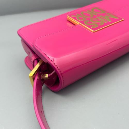 Dior Flap Bag Patent Calfskin Fuchsia