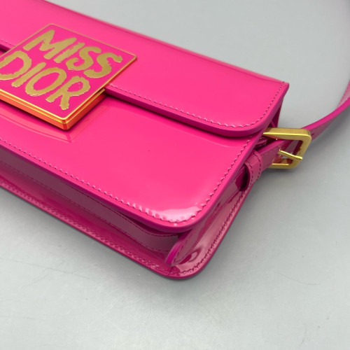 Dior Flap Bag Patent Calfskin Fuchsia