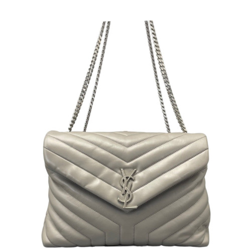 Yves Saint Laurent Medium Loulou Chain Calfskin Grey