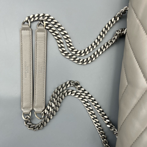 Yves Saint Laurent Medium Loulou Chain Calfskin Grey
