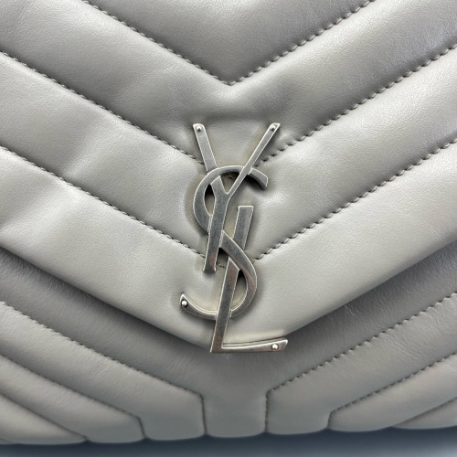 Yves Saint Laurent Medium Loulou Chain Calfskin Grey