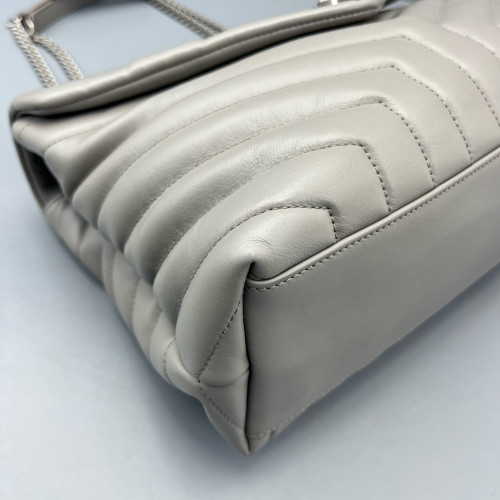 Yves Saint Laurent Medium Loulou Chain Calfskin Grey