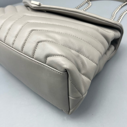 Yves Saint Laurent Medium Loulou Chain Calfskin Grey