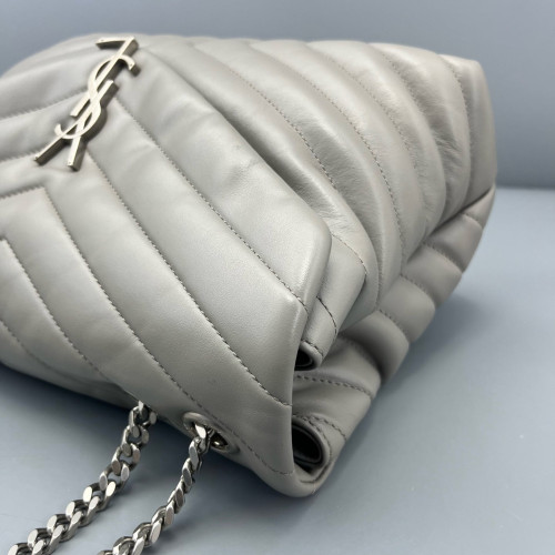 Yves Saint Laurent Medium Loulou Chain Calfskin Grey
