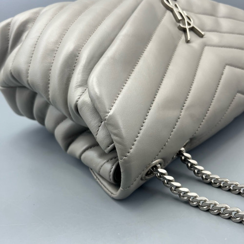 Yves Saint Laurent Medium Loulou Chain Calfskin Grey