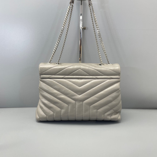 Yves Saint Laurent Medium Loulou Chain Calfskin Grey