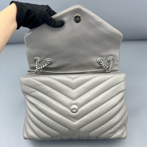 Yves Saint Laurent Medium Loulou Chain Calfskin Grey