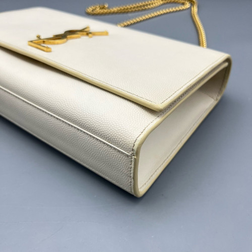 Yves Saint Laurent Medium Classic Kate Caviar White