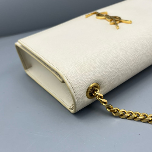 Yves Saint Laurent Medium Classic Kate Caviar White