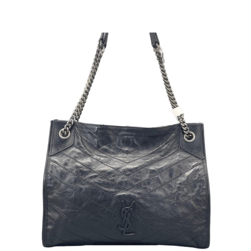 Yves Saint Laurent Medium Niki Shopping Tote Pull Up Leather Black
