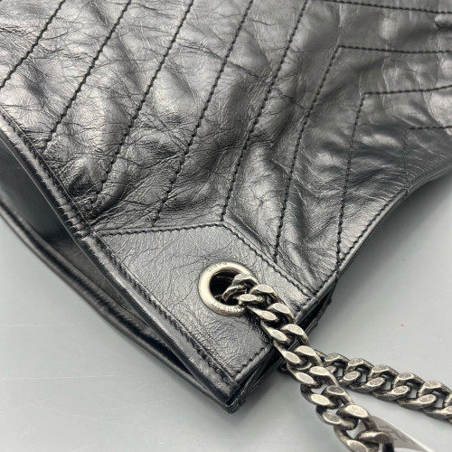 Yves Saint Laurent Medium Niki Shopping Tote Pull Up Leather Black