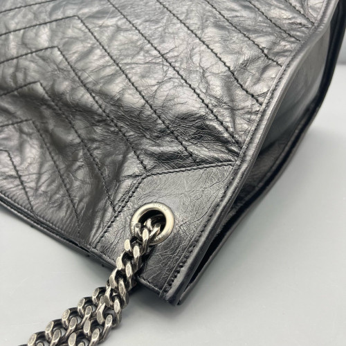 Yves Saint Laurent Medium Niki Shopping Tote Pull Up Leather Black