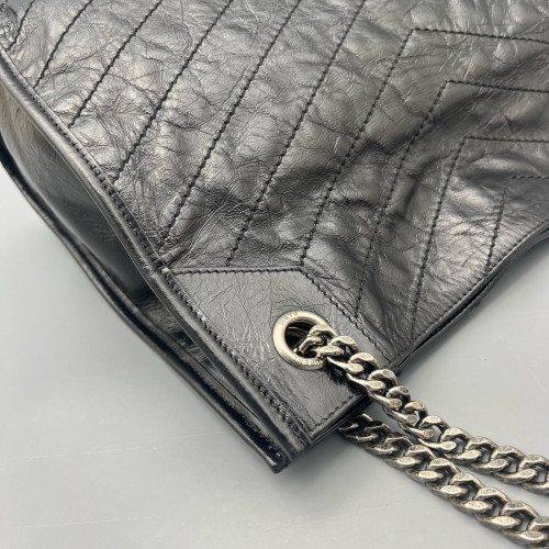 Yves Saint Laurent Medium Niki Shopping Tote Pull Up Leather Black