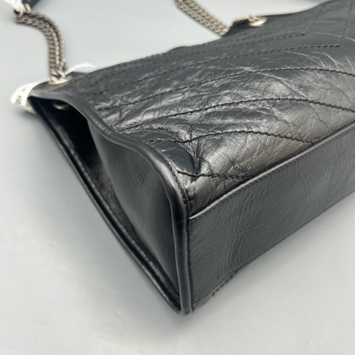 Yves Saint Laurent Medium Niki Shopping Tote Pull Up Leather Black