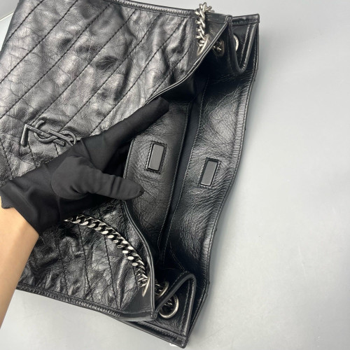 Yves Saint Laurent Medium Niki Shopping Tote Pull Up Leather Black