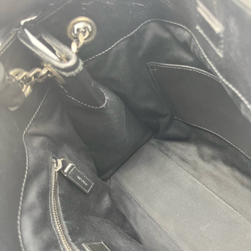 Yves Saint Laurent Medium Niki Shopping Tote Pull Up Leather Black