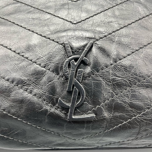 Yves Saint Laurent Medium Niki Shopping Tote Pull Up Leather Black