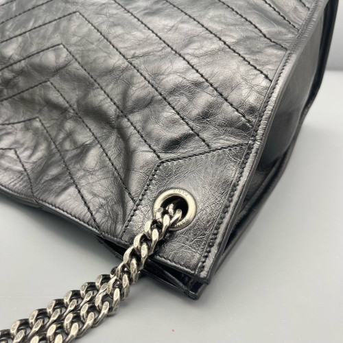 Yves Saint Laurent Medium Niki Shopping Tote Pull Up Leather Black