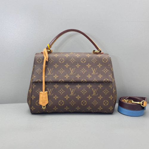 Louis Vuitton Cluny Mm Monogram Dark Brown Light Brown Red
