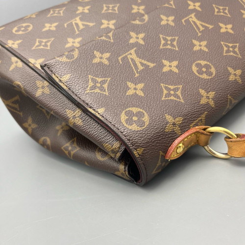 Louis Vuitton Cluny Mm Monogram Dark Brown Light Brown Red