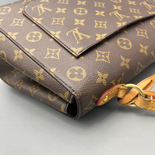 Louis Vuitton Cluny Mm Monogram Dark Brown Light Brown Red