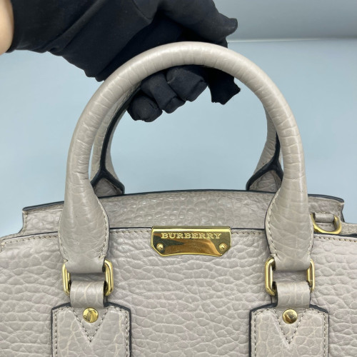 Burberry Handbag Grained Calfskin Grey