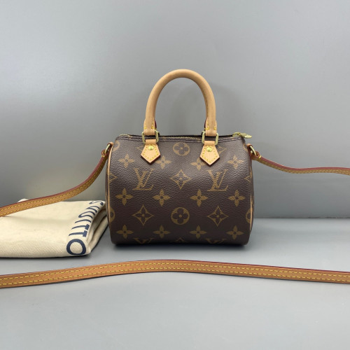 Louis Vuitton Nano Speedy Bandouliere Monogram Dark Brown Light Brown Louis Vuitton Nano Speedy Bandouliere Monogram Dark Brown Light Brown