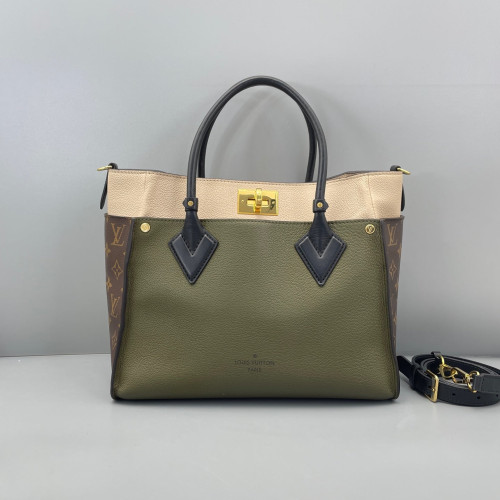 Louis Vuitton On My Side MM Reverse Monogram Olive Taupe Beige Brown