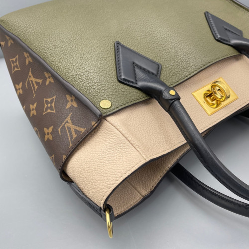 Louis Vuitton On My Side MM Reverse Monogram Olive Taupe Beige Brown